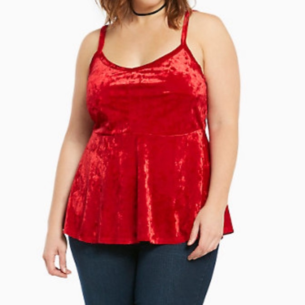 Red Velvet Peplum Tank